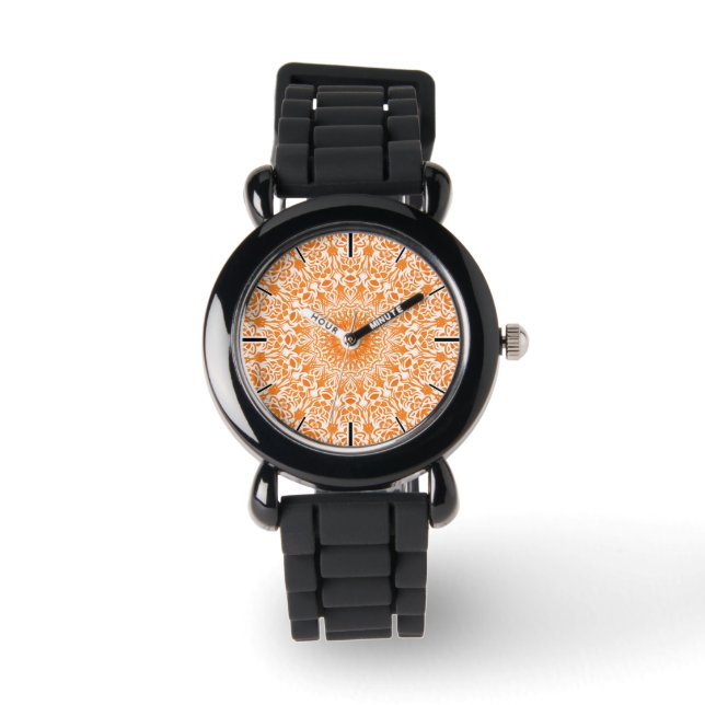 Reloj De Pulsera Naranja Tribal Mandala (Anverso)