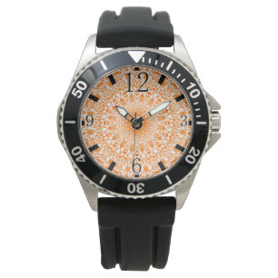 Reloj De Pulsera Naranja Tribal Mandala