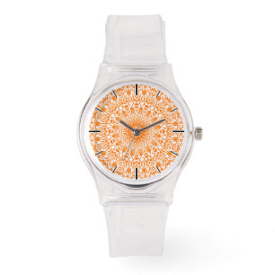 Reloj De Pulsera Naranja Tribal Mandala
