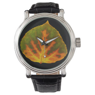 Reloj De Pulsera Naranja verde y hoja de aluminio amarillo #1