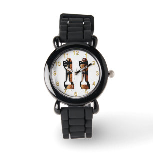 Reloj De Pulsera Naranja Y Baloncesto Negro Número 11,