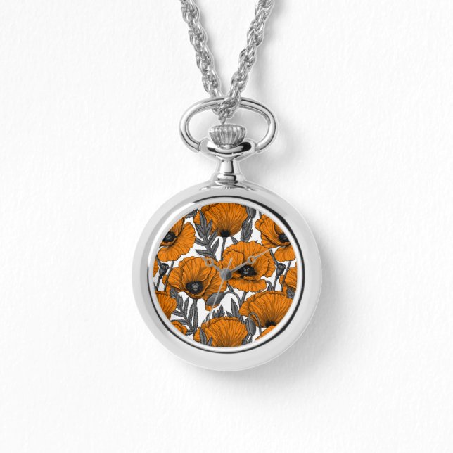 Reloj De Pulsera Naranjas de cachorros en blanco (Anverso)