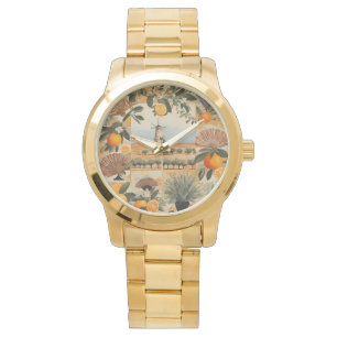 Reloj De Pulsera Naranjas españoles, fans y molino de viento, arte