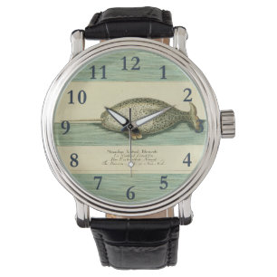 Reloj De Pulsera Narwhal Antiguo Whale Watercolor Arte Científico