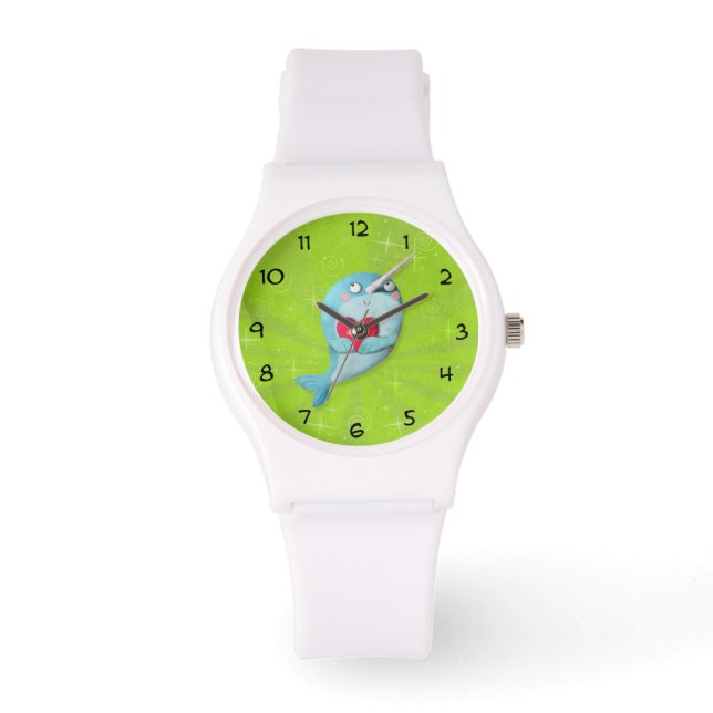 Reloj De Pulsera Narwhal lindo con corazón (Anverso)