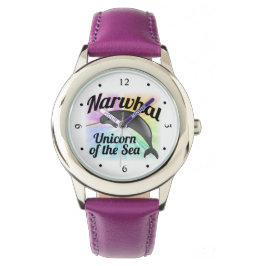 Reloj De Pulsera Narwhal Unicornio del mar, agudo arcoiris