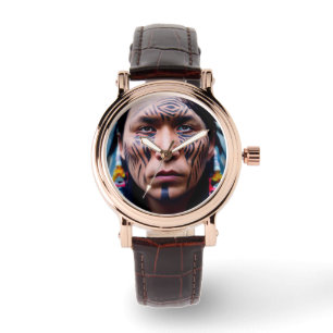 RELOJ DE PULSERA NATIVE AMERICAN WARRIOR WRIST WATCH