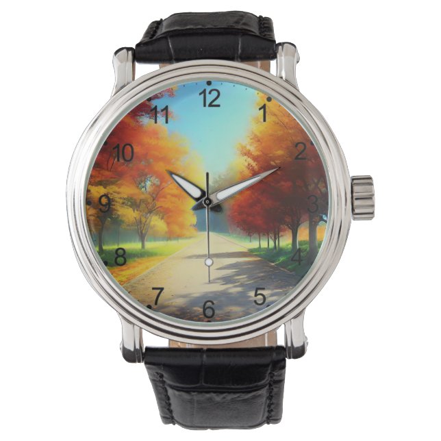 Reloj De Pulsera Naturaleza Árboles otoñales en el bosque (Anverso)