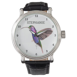 Reloj De Pulsera Naturaleza de Colibri de la Flor de Pájaro