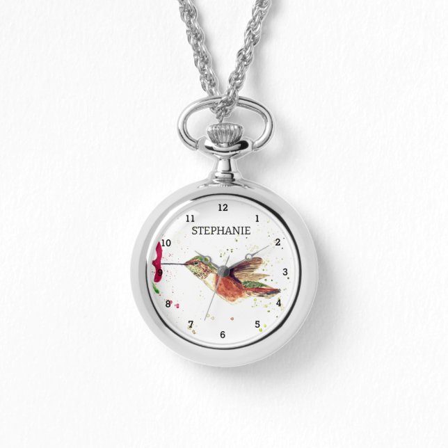 Reloj De Pulsera Naturaleza de Colibri de la Flor de Pájaro (Anverso)
