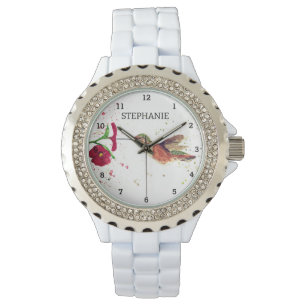 Reloj De Pulsera Naturaleza de Colibri de la Flor de Pájaro