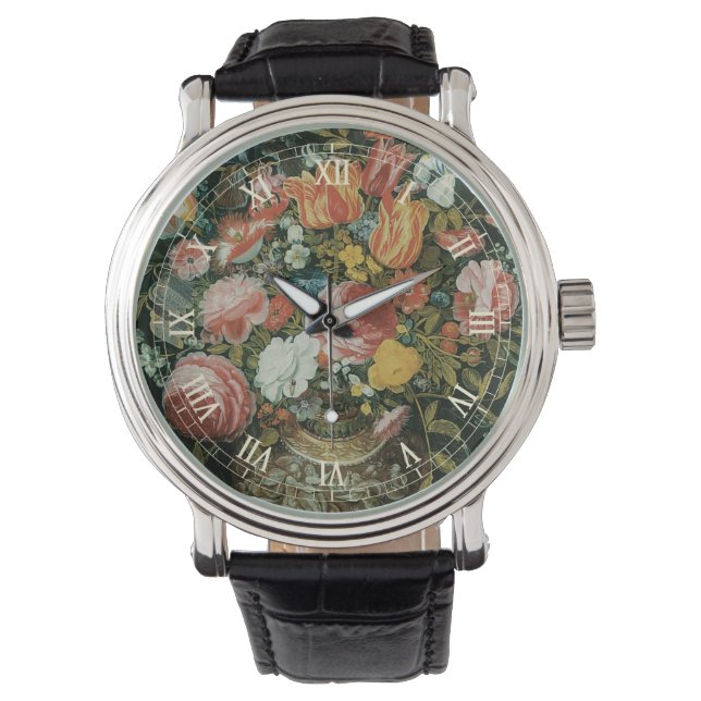 Reloj De Pulsera Naturaleza muerta barroca vintage de flores en un  (Anverso)