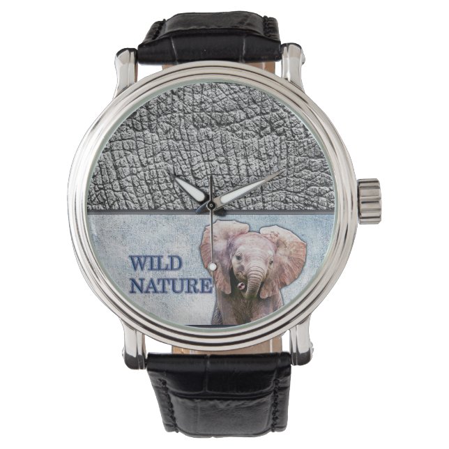 Reloj De Pulsera NATURALEZA SALVAJE - Colección de diseño ELEFANTE (Anverso)