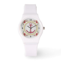 Nautical Anchor & Floral Roseate Sporty Watch