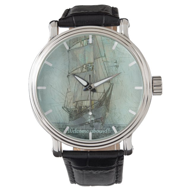 Reloj De Pulsera Nautical Classic Ship (Azul) (Anverso)