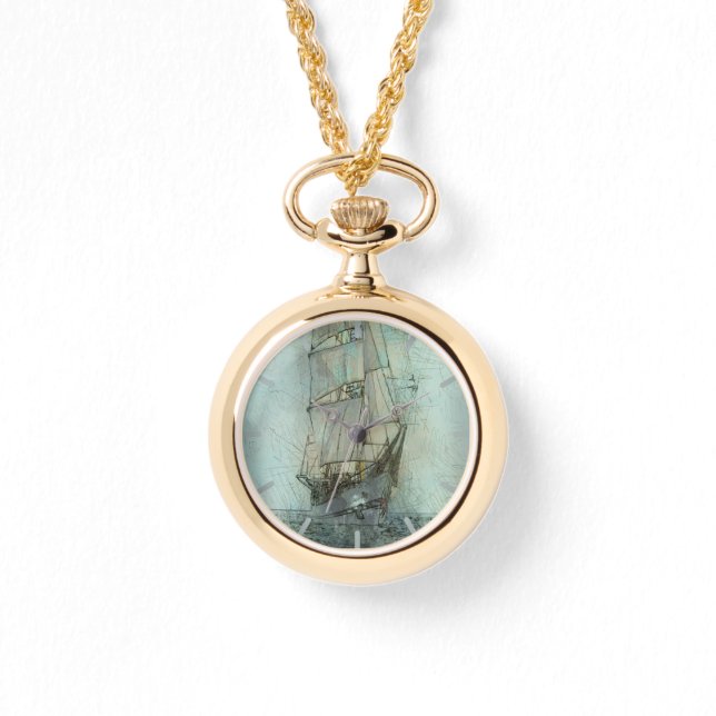 Reloj De Pulsera Nautical Classic Ship (Azul) (Anverso)