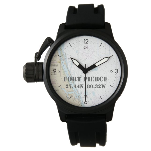 Reloj De Pulsera Nautical Latitude Longitude Boater Fort Pierce FL (Anverso)
