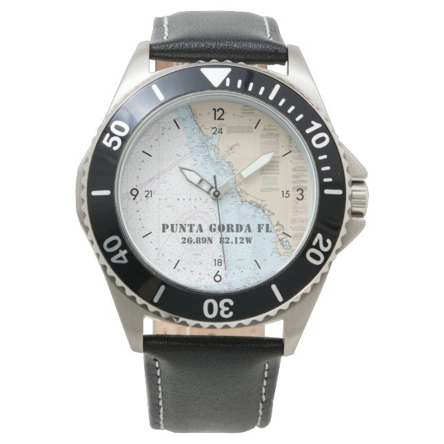 Reloj De Pulsera Nautical Latitude Longitude Boater's Southwest FL (Anverso)