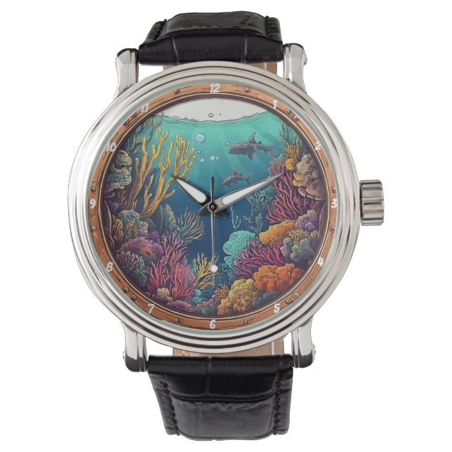Reloj De Pulsera Nautical Window Deep Sea Dream Underwater Marine (Anverso)