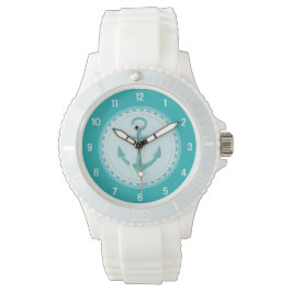 Reloj De Pulsera Nautico Ancla Verde azulada Aqua Sporty Watch