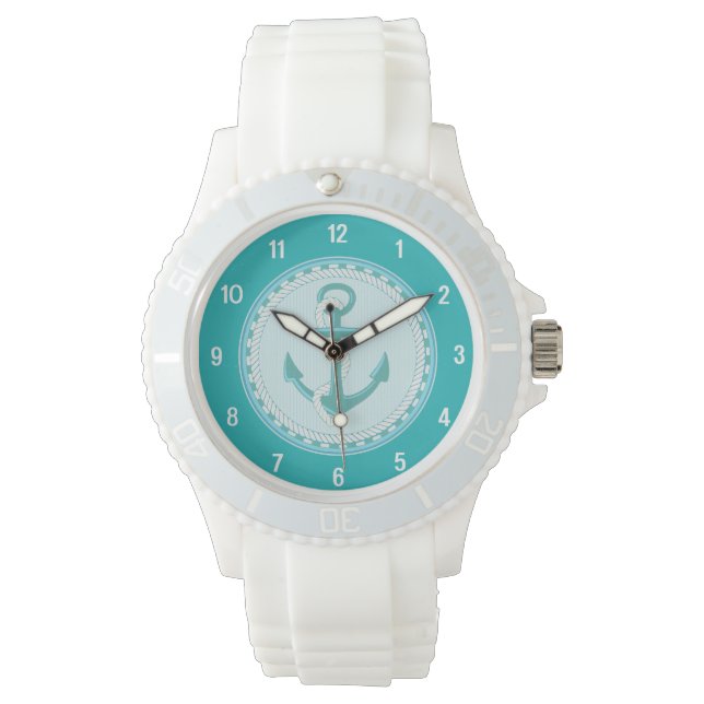 Reloj De Pulsera Nautico Ancla Verde azulada Aqua Sporty Watch (Anverso)