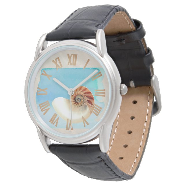 Reloj De Pulsera Nautilus Seashell and Sand (Angular)