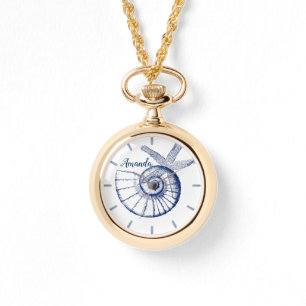 Reloj De Pulsera Nautilus Seashell & Starfish Marine Life Personali