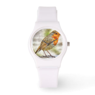 Reloj De Pulsera Navidad Robin Winter Watercolor