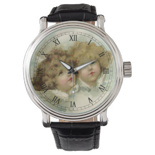 Reloj De Pulsera Navidad vintage, ángeles victorianos en las nubes
