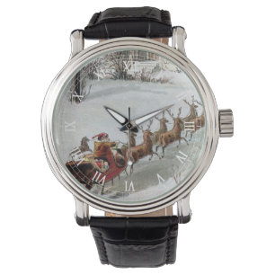 Reloj De Pulsera Navidad Vintage, San Nicolás con Reno