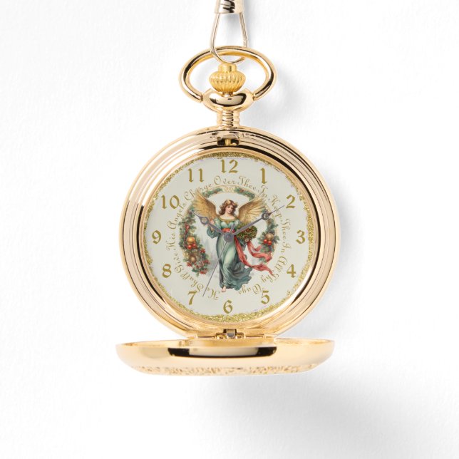 Reloj De Pulsera Navidades Angel Guardian Angel Gold Pocket Watch (Anverso)
