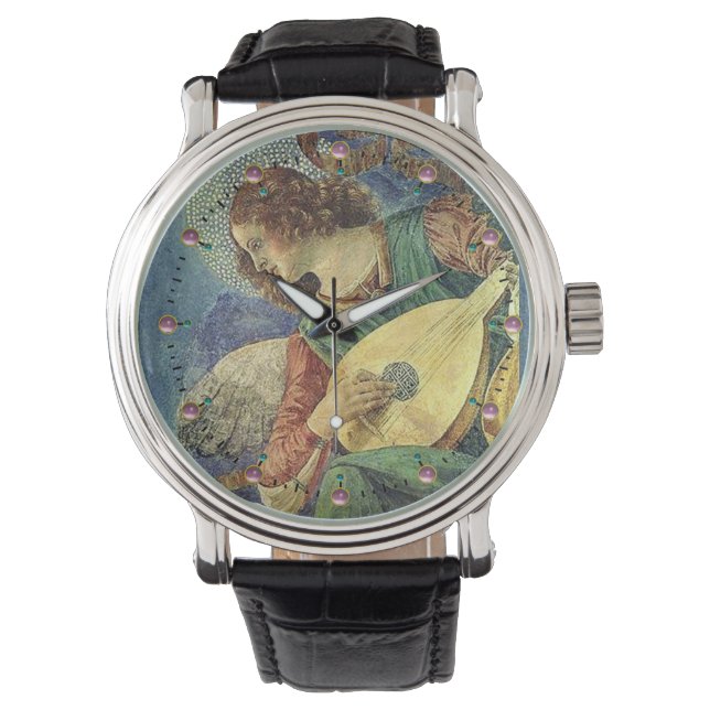 RELOJ DE PULSERA NAVIDADES ANGEL HACIENDO MÚSICA / GEMAS AMETYST RO (Anverso)