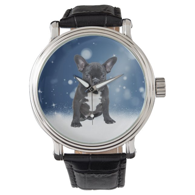 Reloj De Pulsera Navidades azules de cuscús estrellas de la nieve d (Anverso)
