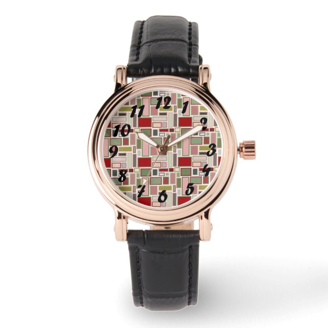 Reloj De Pulsera Navidades Boho Rectangles (Anverso)