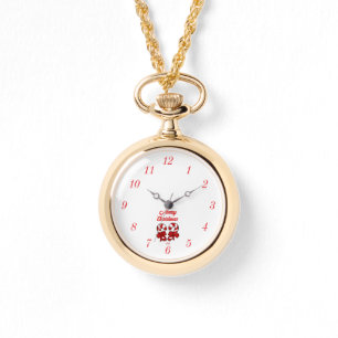 Reloj De Pulsera Navidades Candy Canes Gold Necklace Watch