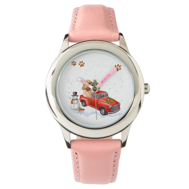 Reloj De Pulsera Navidades Cocker Spaniel Perro Gracioso Camión de  (Anverso)