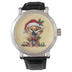 Reloj De Pulsera Navidades cortos con Santa Hat y Bow
