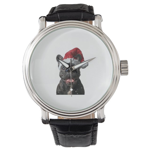 Reloj De Pulsera Navidades de Bulldog de Francia (Anverso)