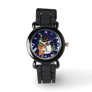 Reloj De Pulsera Navidades de cola zorro, muñeco de nieve y nombre 
