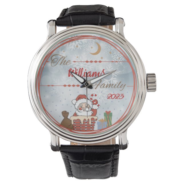Reloj De Pulsera Navidades de familia bajan la chimenea (Anverso)