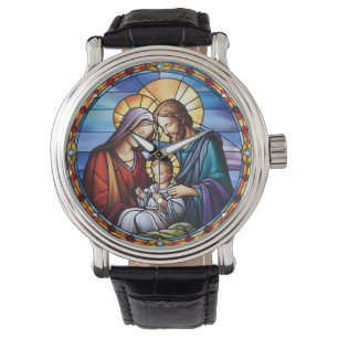 Reloj De Pulsera Navidades de Natividad de Vidrio Manchado