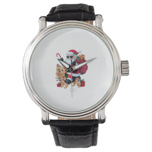 Reloj De Pulsera Navidades de perro de Santa Riding Yorkie