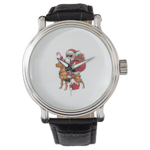 Reloj De Pulsera Navidades de perros de Vizsla iluminando Santa Rid