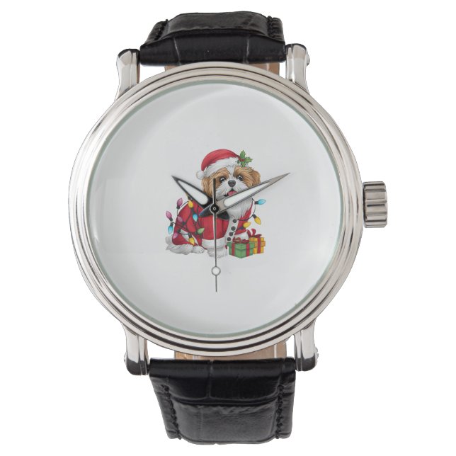 Reloj De Pulsera Navidades de perros Santa Shih Tzu (Anverso)