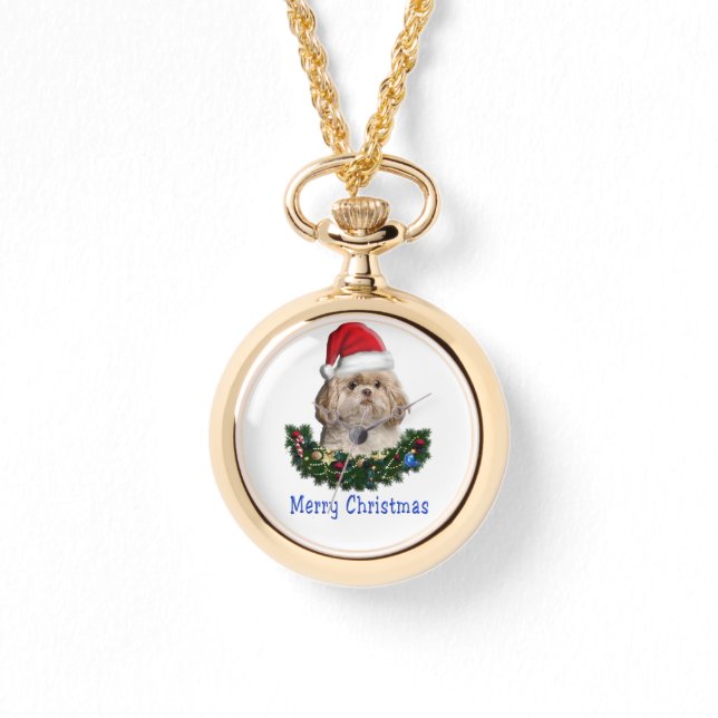 Reloj De Pulsera Navidades de perros Shih-Tsu (Anverso)