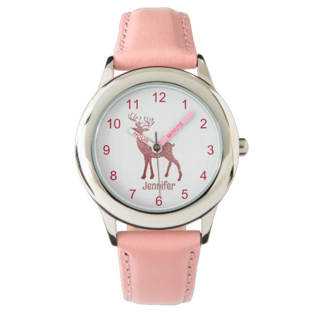 Reloj De Pulsera navidades de renos rosas lindos chica personalizad (Anverso)