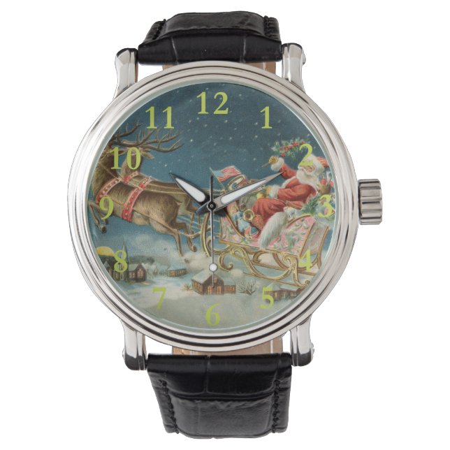 Reloj De Pulsera Navidades de Santa Claus Renos de la Antigüedad de (Anverso)