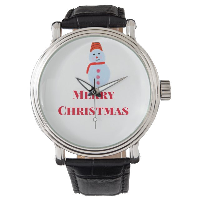 Reloj De Pulsera Navidades de snowman azules alegres navidades añad (Anverso)
