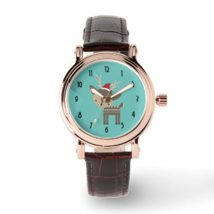 Reloj De Pulsera Navidades Deer In A Red Santa Hat Retro Hipster