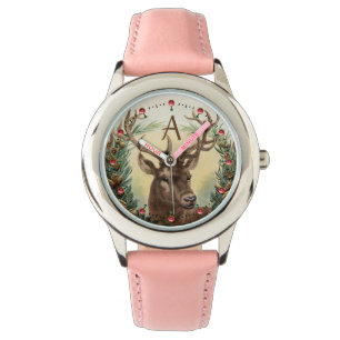 RELOJ DE PULSERA NAVIDADES DEER,PINE CONCROWN,GEMS MONOGRAMA ROSA